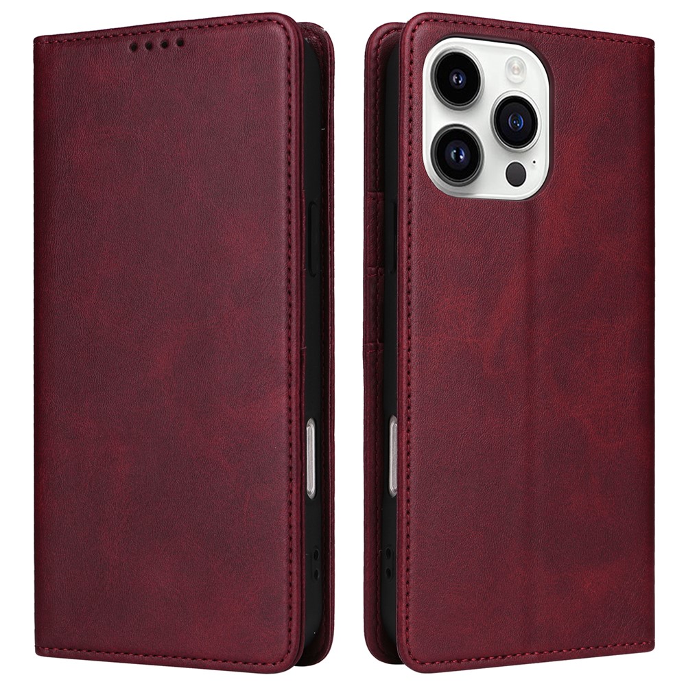 For iPhone 14 Pro Case PU Leather Phone Cover with RFID Blocking Wallet - Wine Red