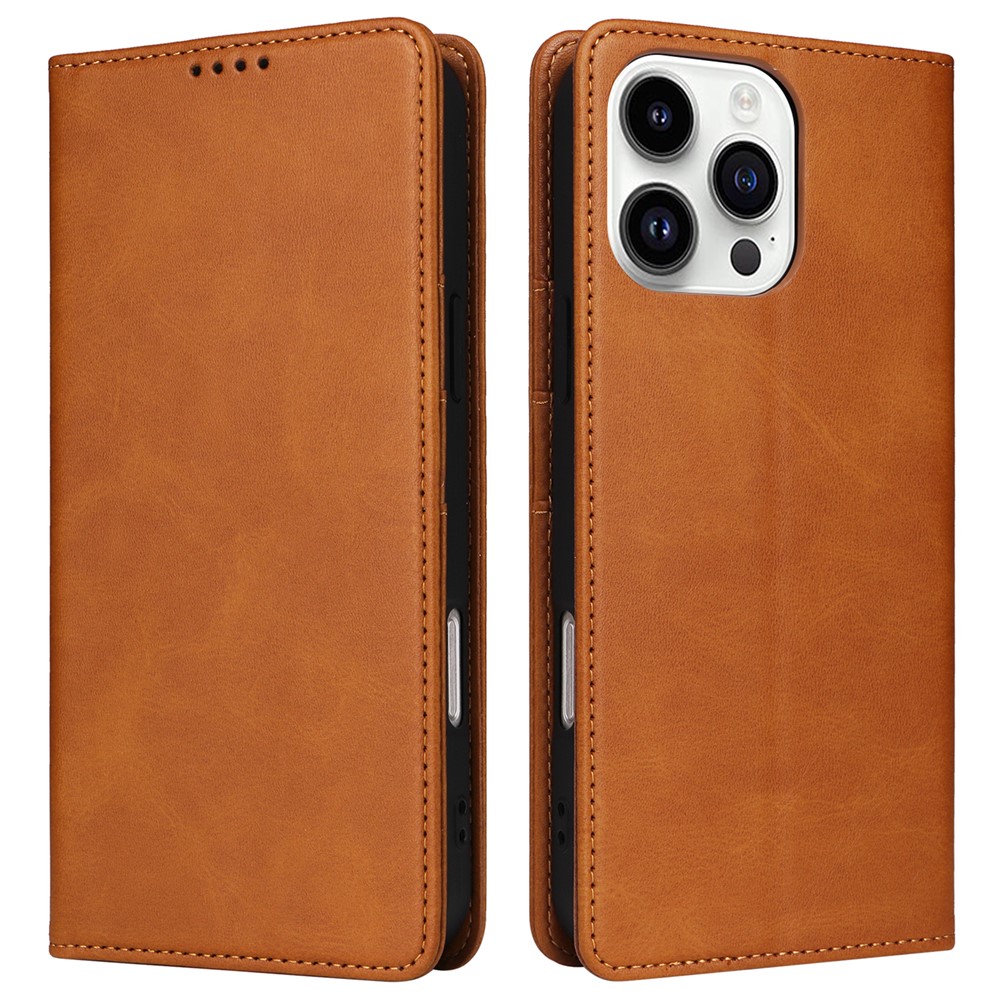 For iPhone 14 Pro Max Wallet Case RFID Blocking PU Leather Phone Cover - Brown