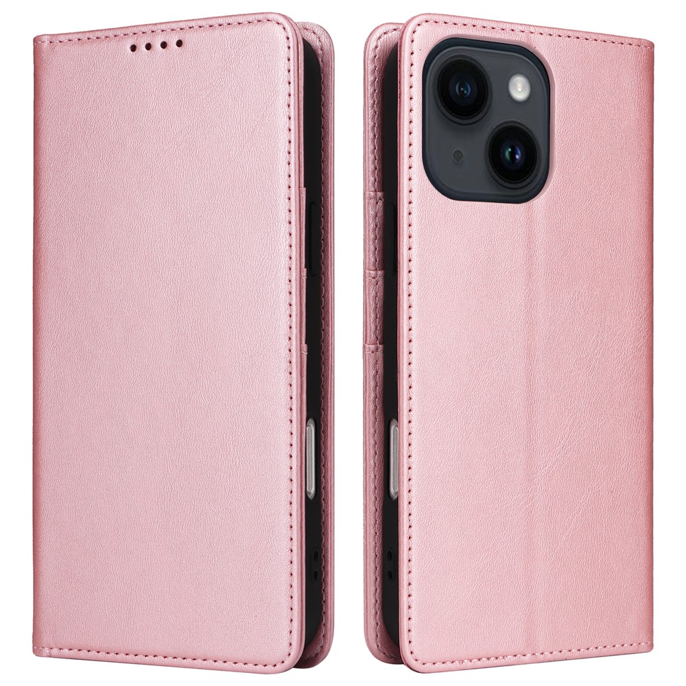 For iPhone 14 / 13 Case RFID Blocking PU Leather Phone Wallet Cover - Pink