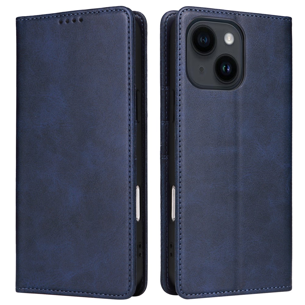 For iPhone 14 / 13 Case RFID Blocking PU Leather Phone Wallet Cover - Blue