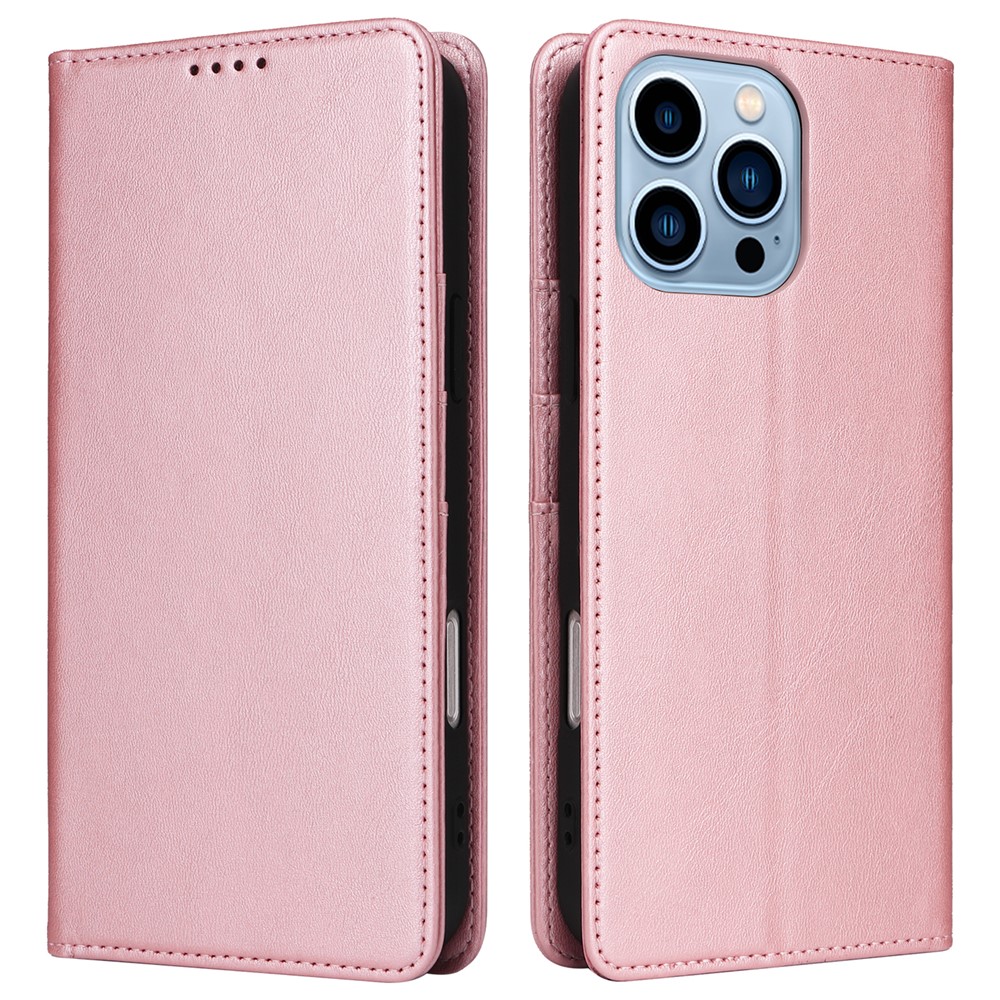 For iPhone 13 Pro Max Leather Case RFID Blocking Wallet Magnetic Closing Cover - Pink