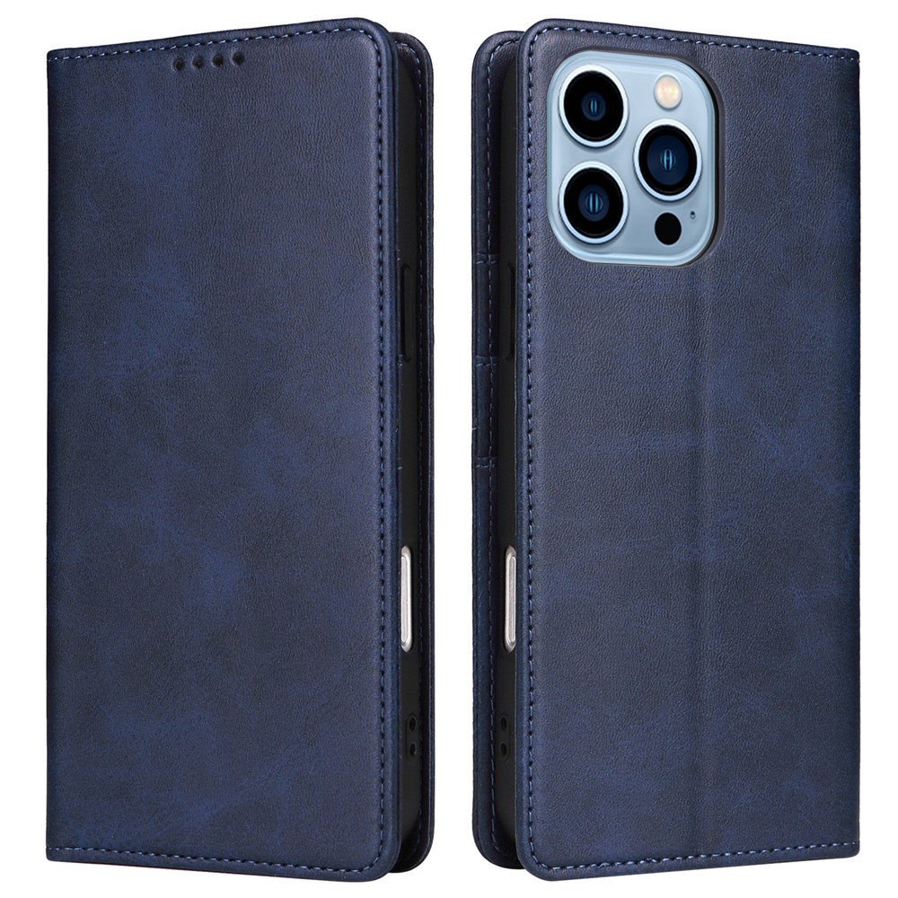 For iPhone 13 Pro Leather Case RFID Blocking Card Slots Wallet Phone Cover - Blue