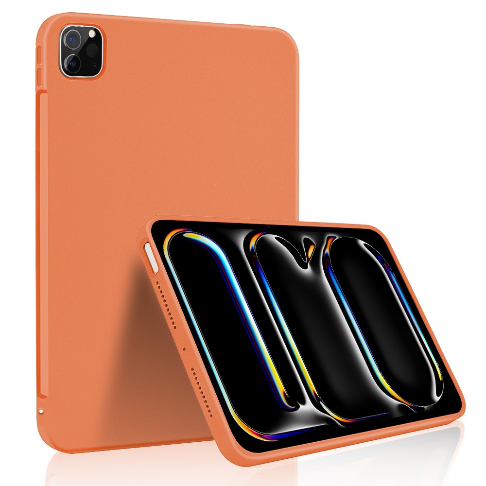 For iPad Pro 13 (2025) / 13 (2024) Liquid Silicone Case Scratch-Resistant Protective Tablet Shell - Orange