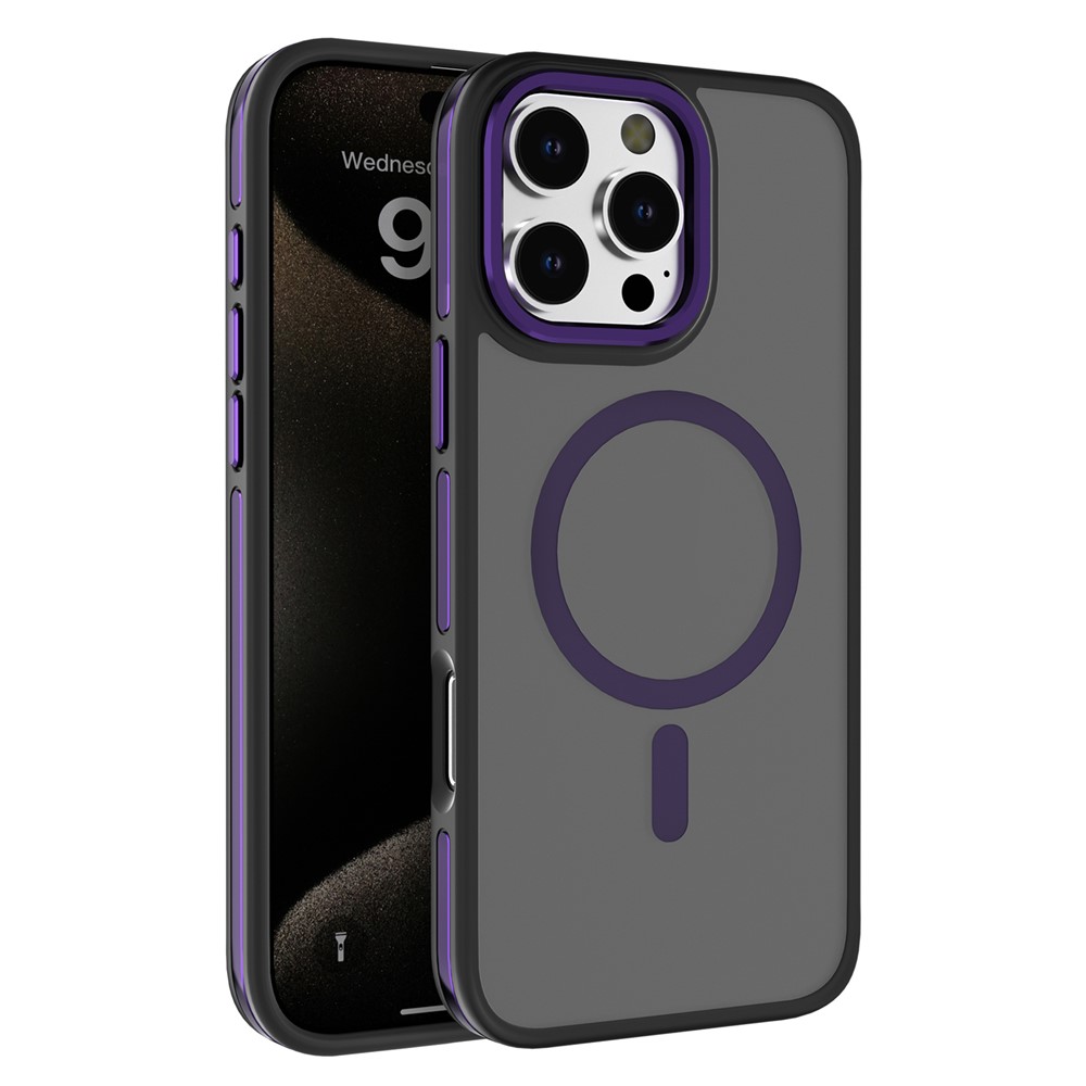 C1 Series For iPhone 14 Pro Magnetic Case Matte TPU+PC Phone Cover Compatible with MagSafe - Dark Purple