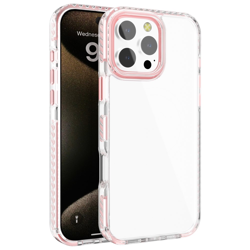 For iPhone 14 Pro Max Clear PC+TPU Phone Case Drop Protection Phone Cover - Pink