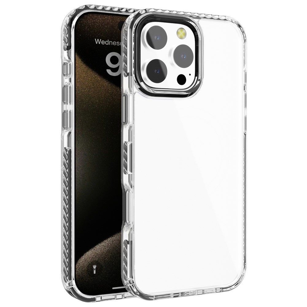 For iPhone 13 Pro Clear Phone Case PC+TPU Shell Anti-Scratch Phone Cover - Black