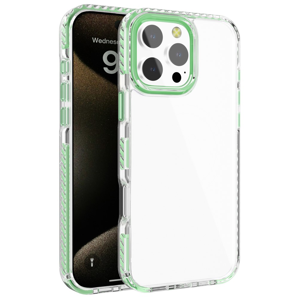 For iPhone 13 Pro Max Clear Phone Case PC+TPU Shell Anti-Scratch Phone Cover - Matcha Green