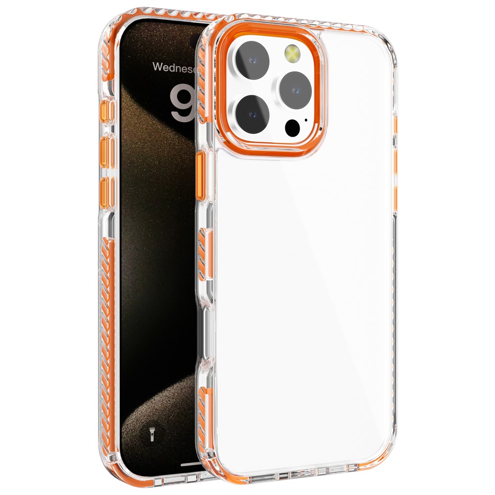 For iPhone 13 Pro Max Clear Phone Case PC+TPU Shell Anti-Scratch Phone Cover - Orange