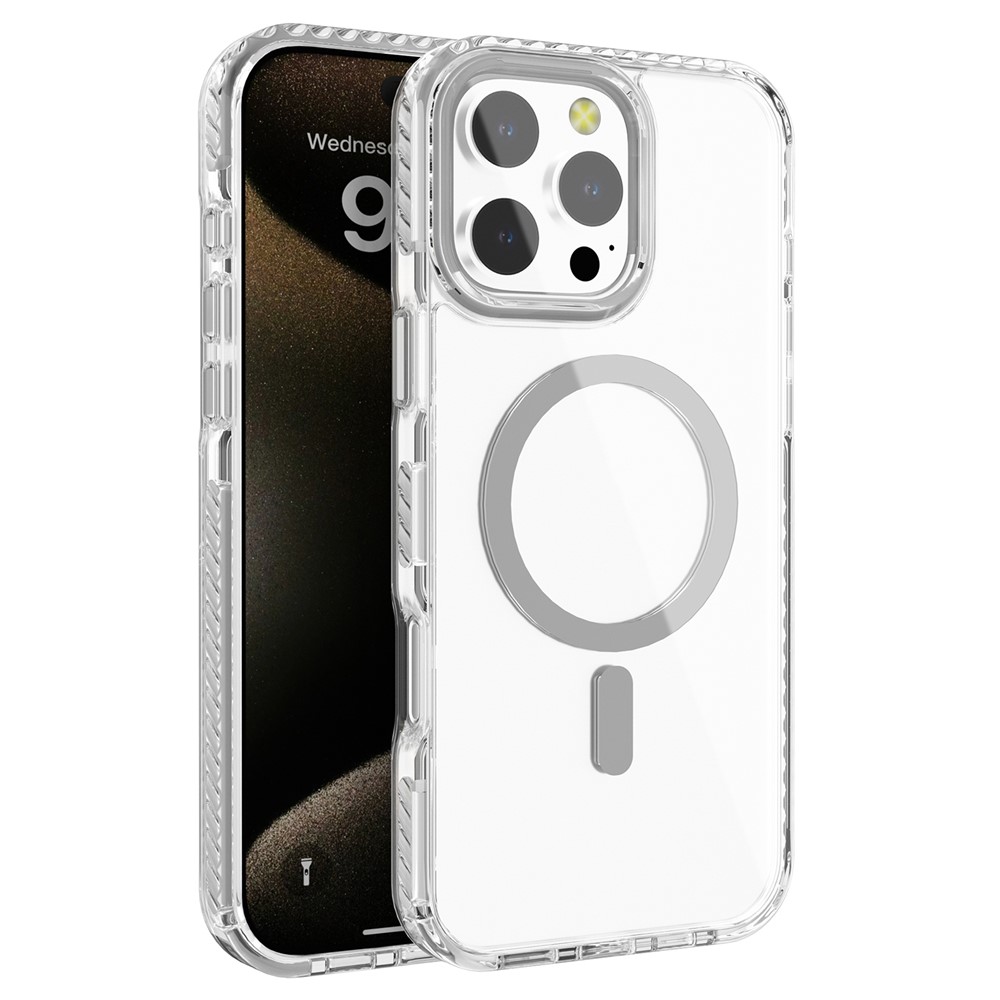 For iPhone 14 Pro Max Clear Phone Case PC+TPU Shell Compatible with MagSafe Phone Cover - Grey