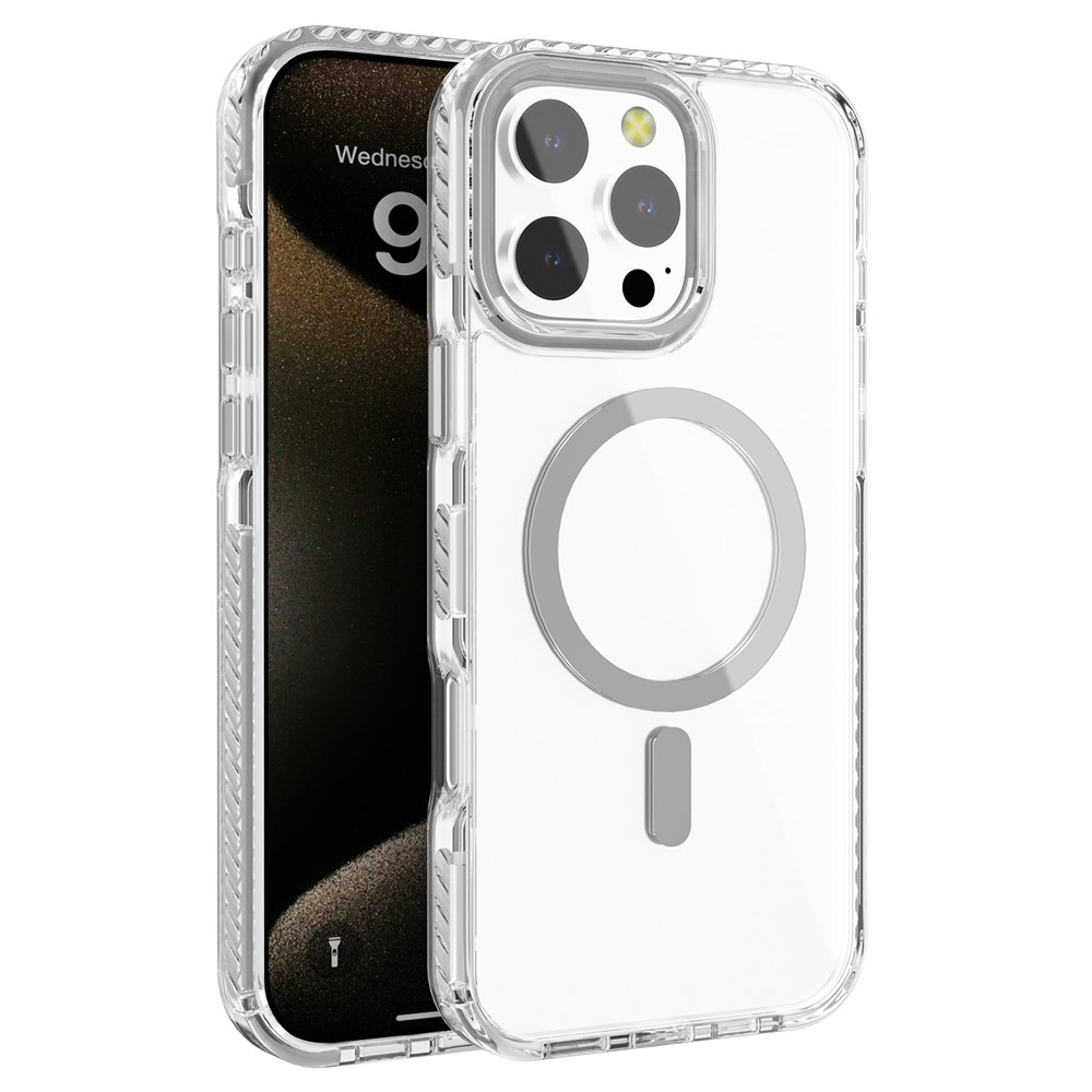 For iPhone 13 Pro Clear Phone Case PC+TPU Shell Compatible with MagSafe Phone Cover - Grey