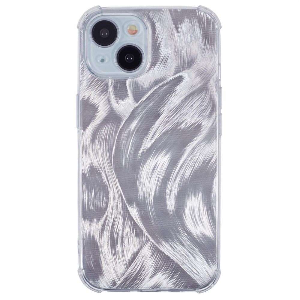 For iPhone 14 Case Clear TPU Shockproof Phone Cover with Cute Paper - Aurora Feather