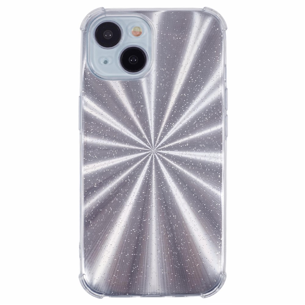 For iPhone 14 Case Clear TPU Shockproof Phone Cover with Cute Paper - Aurora Silver