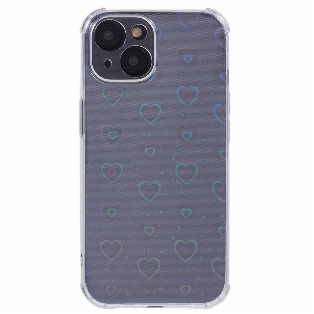 For iPhone 14 Case Clear TPU Shockproof Phone Cover with Cute Paper - Love Heart
