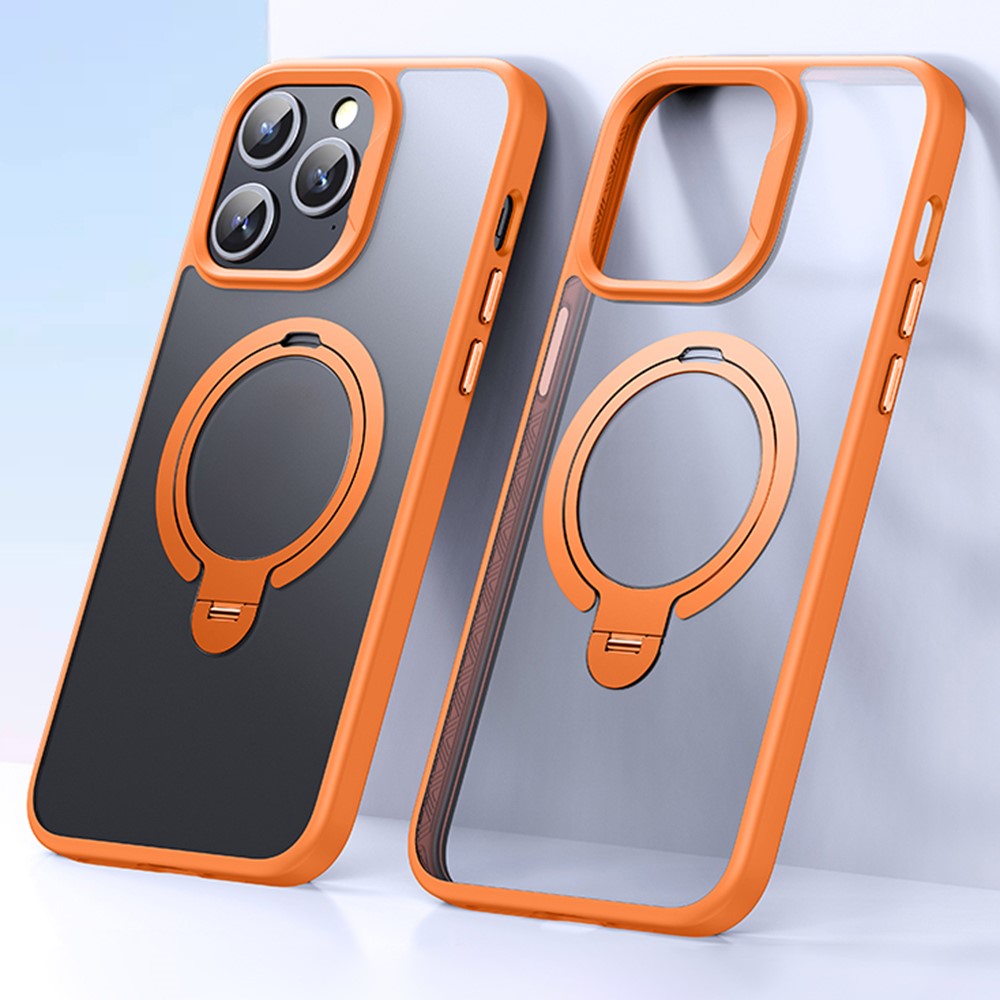 For iPhone 12 Pro  /  iPhone 12 Phone Case Kickstand Matte Back Cover Compatible with MagSafe - Orange