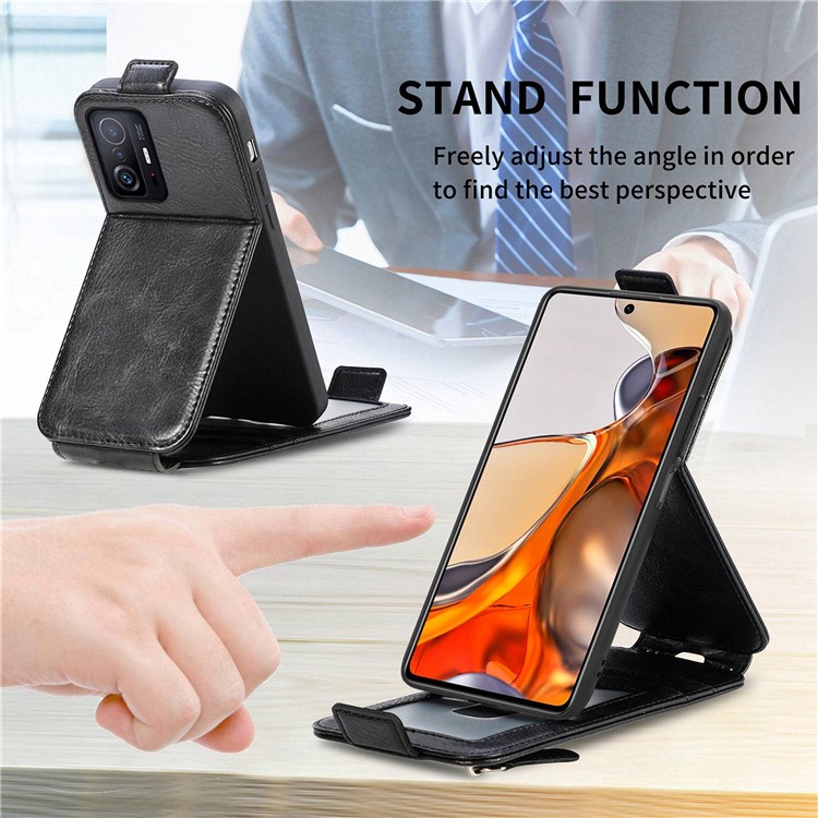 For Xiaomi Poco M4 Pro 4G PU Leather Stand Zipper Purse Case Magnetic Clasp Protective Vertical Flip Wallet Phone Cover - Black-4
