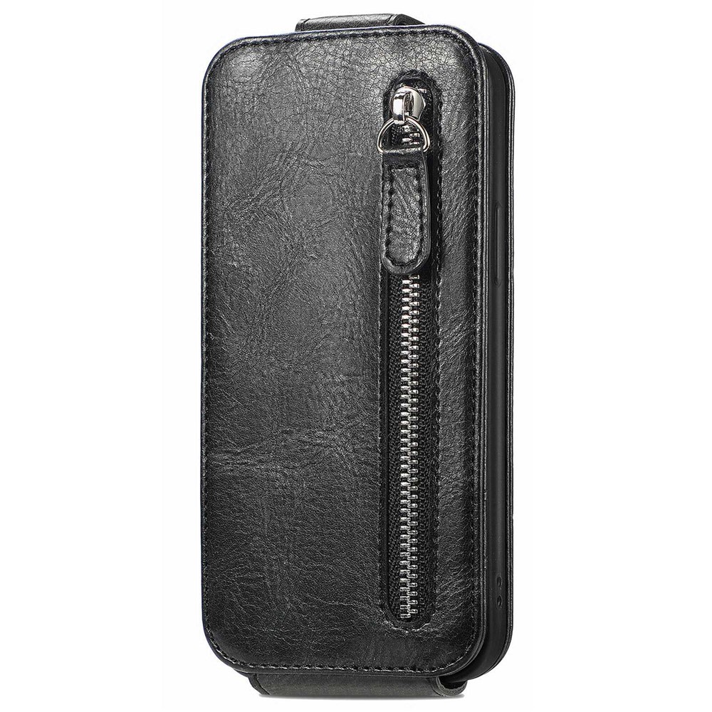 For Xiaomi Poco M4 Pro 4G PU Leather Stand Zipper Purse Case Magnetic Clasp Protective Vertical Flip Wallet Phone Cover - Black-6