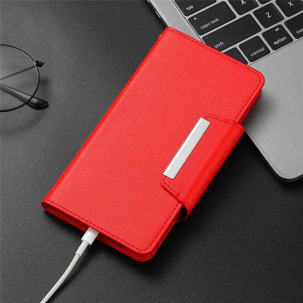 For iPhone 14 Ultra-thin Detachable Drop-proof Magnetic Clasp Leather Wallet Phone Case Shell - Red-8