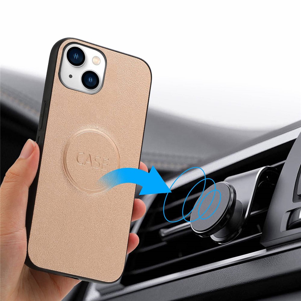 For iPhone 14 Plus Ultra-thin Detachable Leather Wallet Phone Case Magnetic Clasp Cellphone Shell - Gold-4