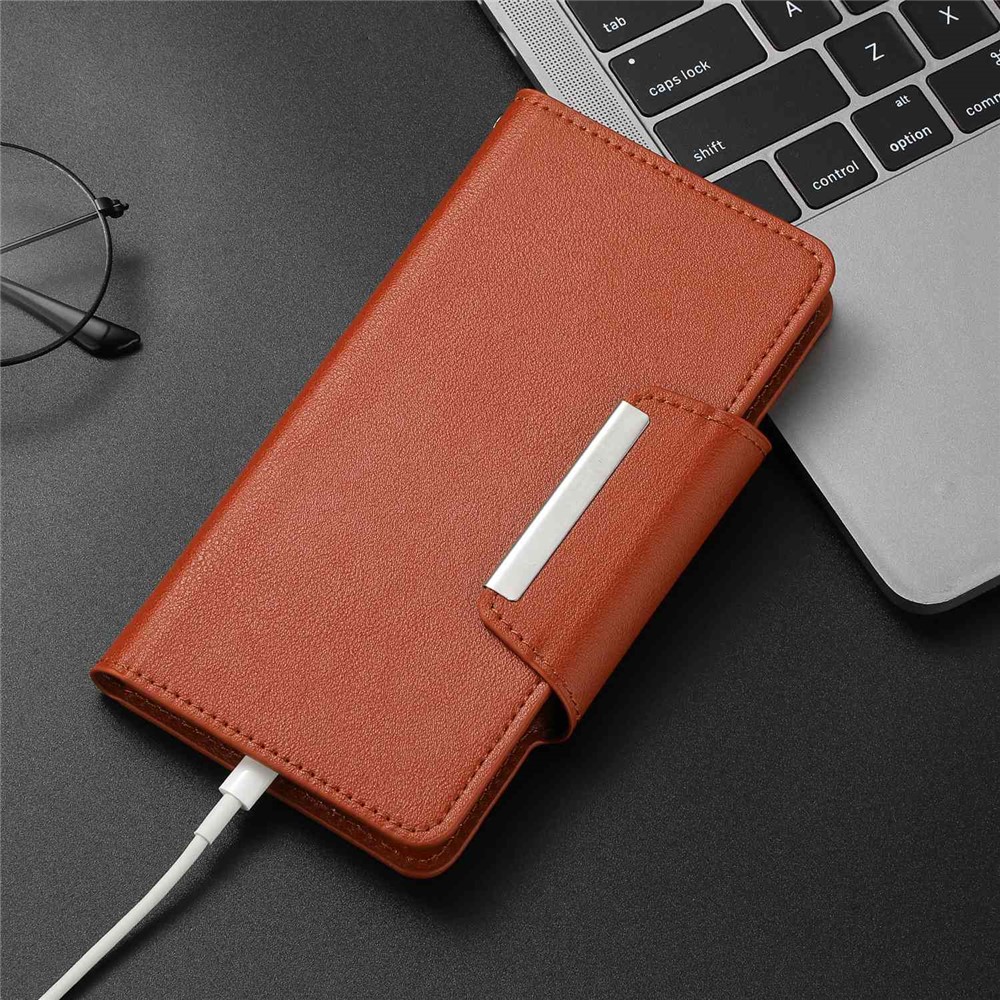 For iPhone 14 Pro Ultra-thin Detachable Leather Wallet Phone Case Shockproof Magnetic Clasp Cellphone Shell - Brown-9