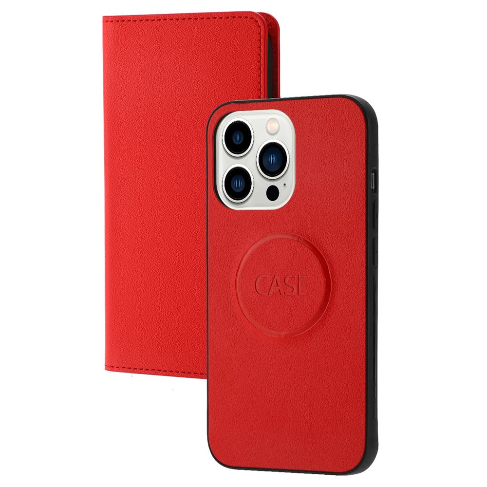 For iPhone 14 Pro Max Ultra-thin Detachable Leather Wallet Phone Case Anti-fall Magnetic Clasp Cellphone Shell - Red-1