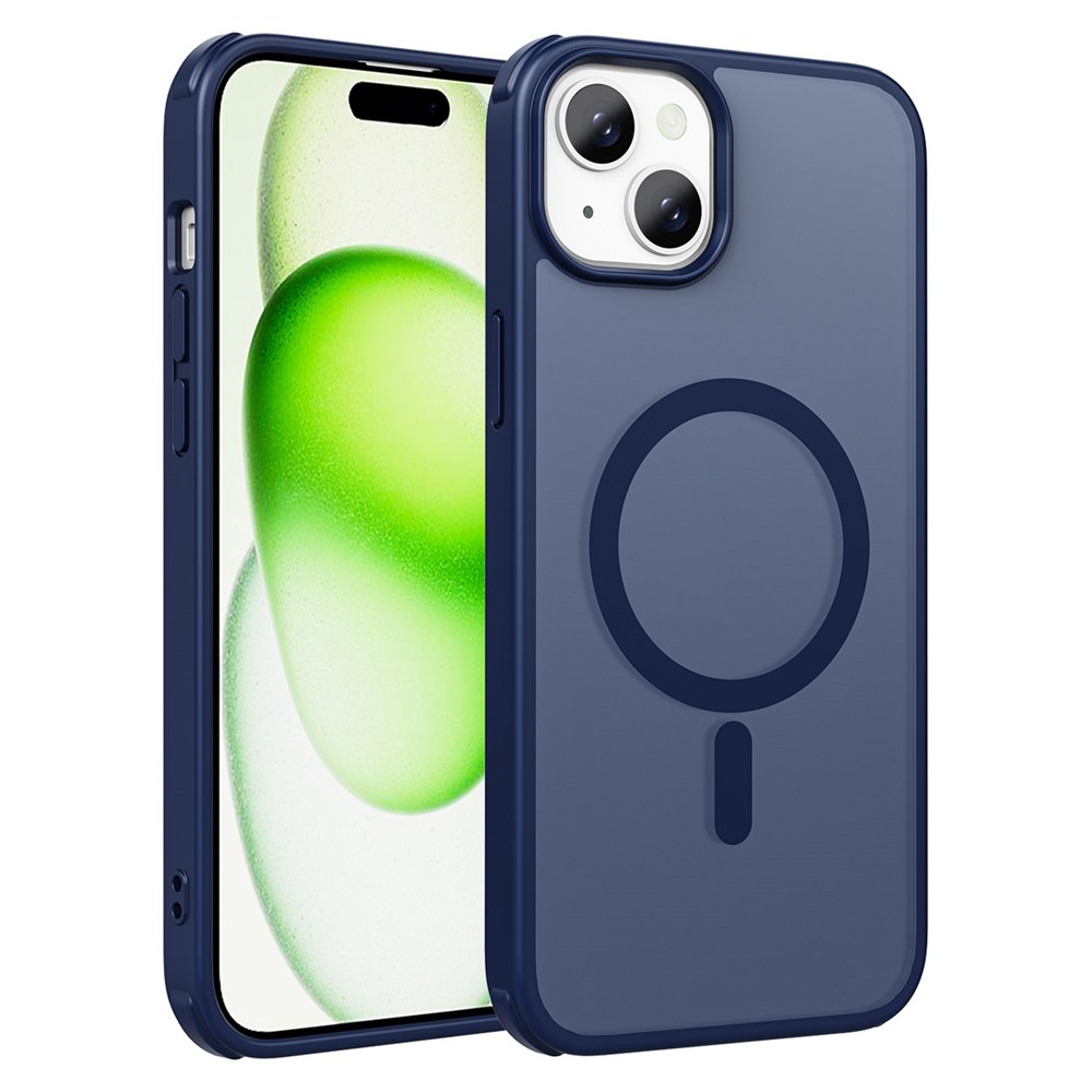 For iPhone 15 Plus Case Compatible with MagSafe TPU+PC Skin-touch Phone Cover - Blue