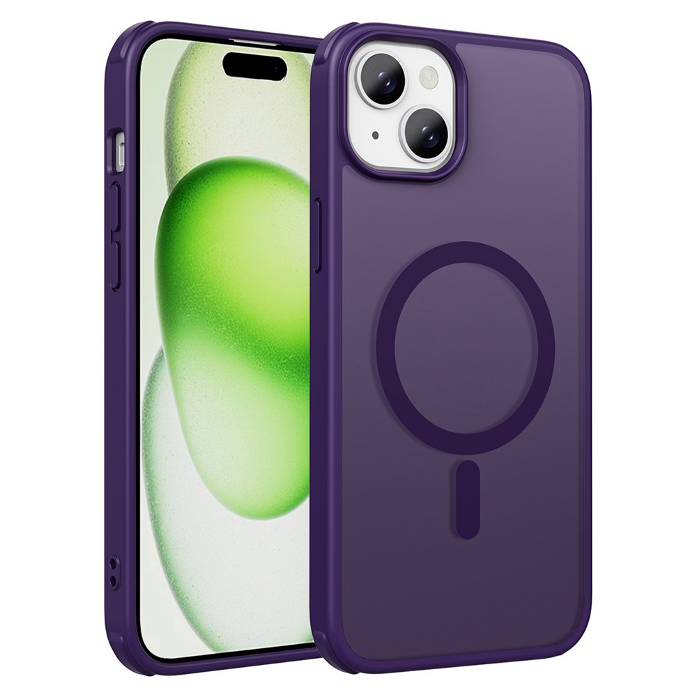 For iPhone 15 Plus Case Compatible with MagSafe TPU+PC Skin-touch Phone Cover - Purple