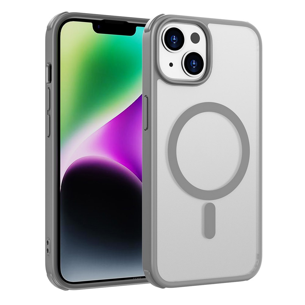 For iPhone 14 / 13 Magnetic Case Silky Touch TPU+PC Anti-drop Phone Cover - Grey