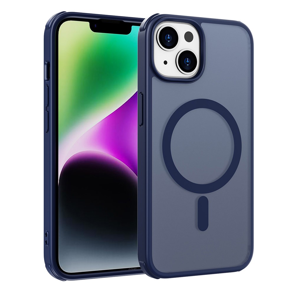 For iPhone 14 / 13 Magnetic Case Silky Touch TPU+PC Anti-drop Phone Cover - Blue