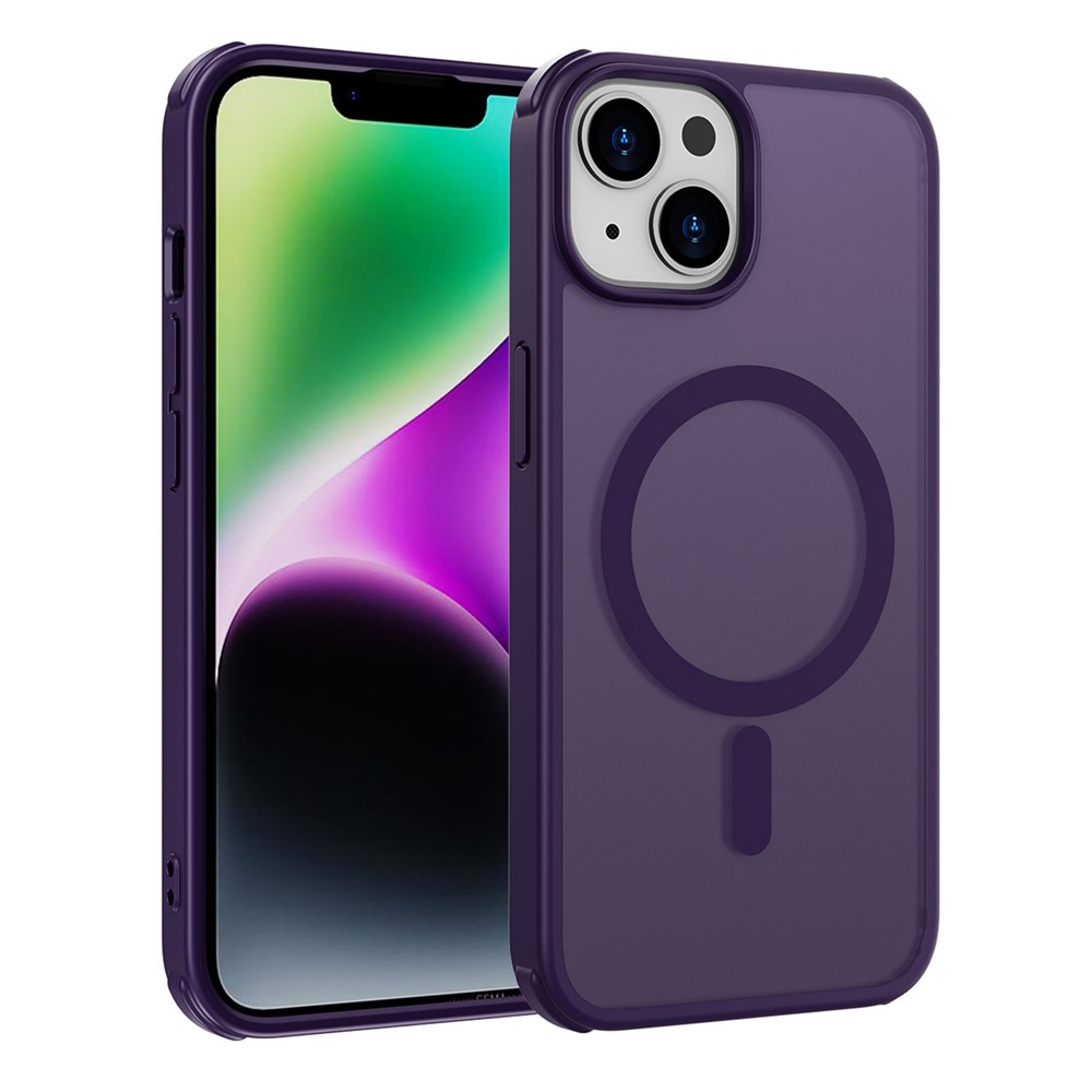 For iPhone 14 / 13 Magnetic Case Silky Touch TPU+PC Anti-drop Phone Cover - Purple