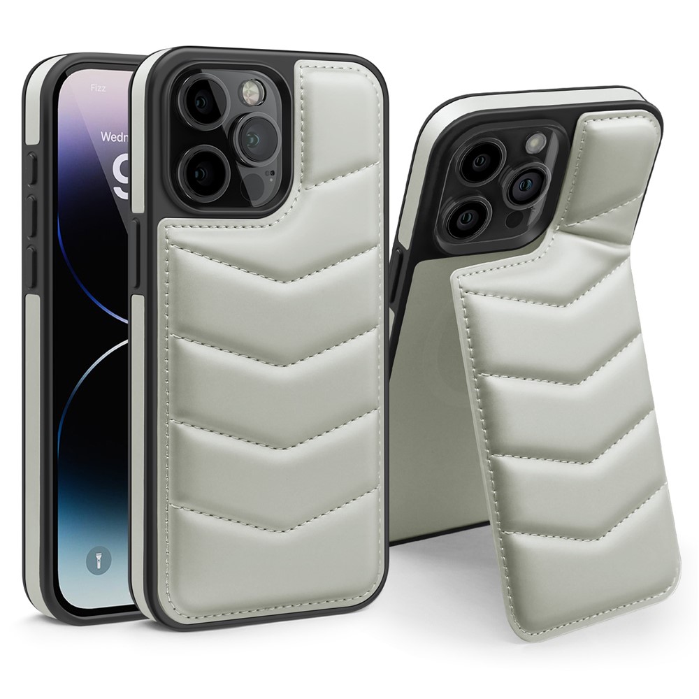 For iPhone 14 Pro Max Case Compatible with MagSafe RFID Blocking Card Slot Leather Back Cover - Grey