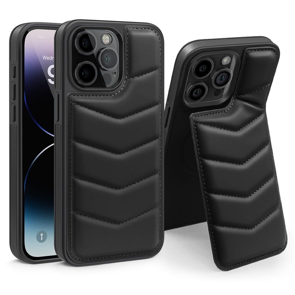 For iPhone 14 Pro Max Case Compatible with MagSafe RFID Blocking Card Slot Leather Back Cover - Black