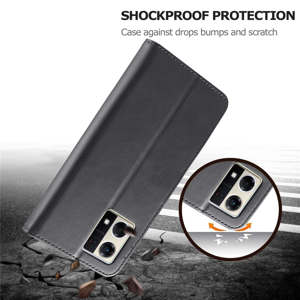 LC.IMEEKE For Oppo Reno8 5G (Global Version) Wallet Case PU Leather Stand Magnetic Closure Flip Folio Phone Cover - Black-5