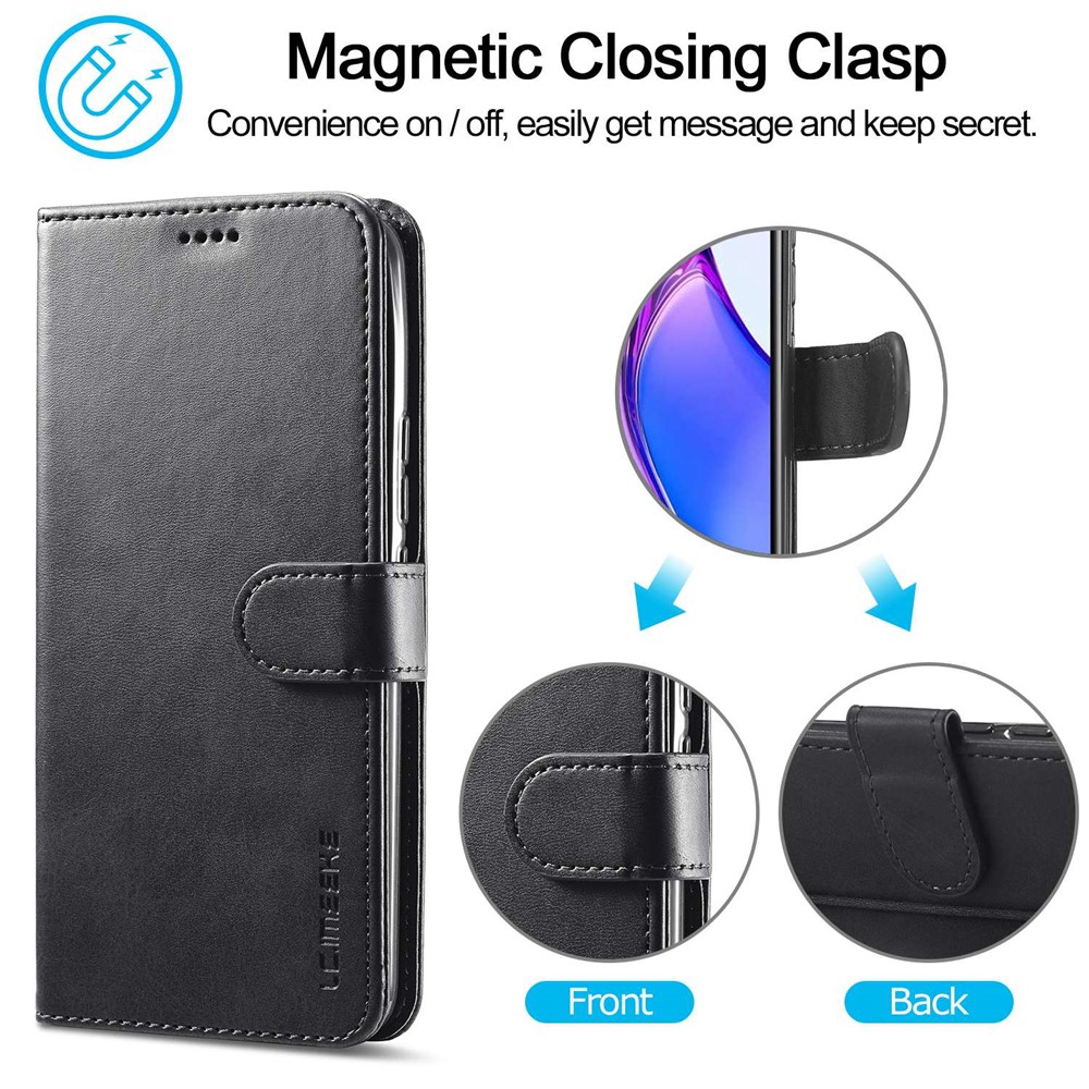 LC.IMEEKE For Oppo Reno8 5G (Global Version) Wallet Case PU Leather Stand Magnetic Closure Flip Folio Phone Cover - Black-6
