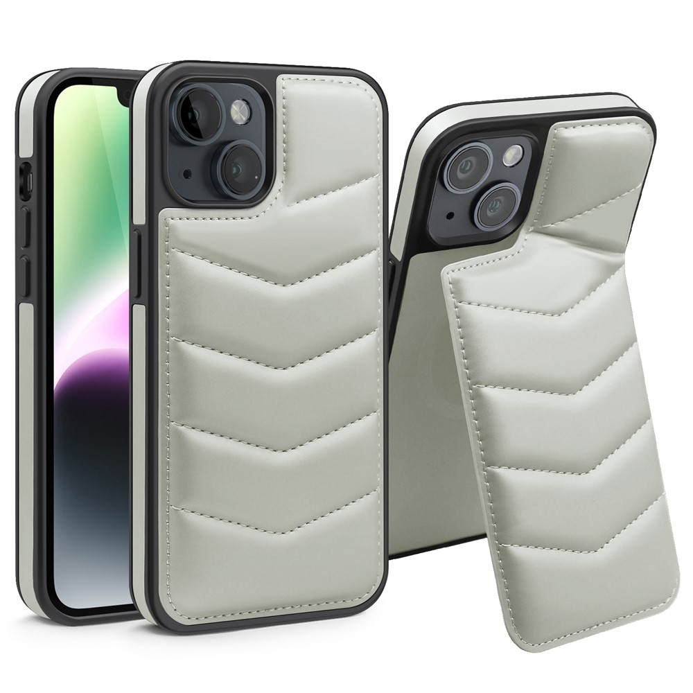 For iPhone 14 Case Case Compatible with MagSafe RFID Blocking Card Slot Leather Back Cover - Grey