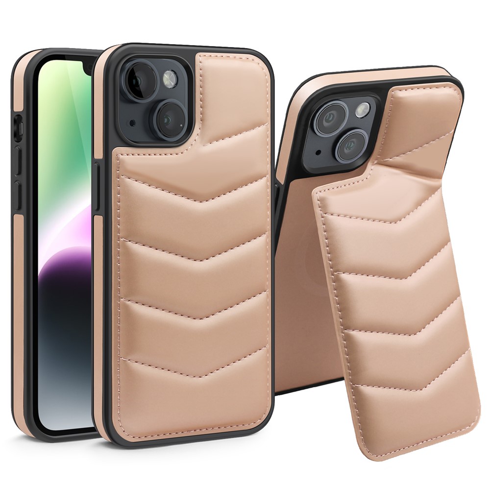 For iPhone 14 Case Case Compatible with MagSafe RFID Blocking Card Slot Leather Back Cover - Pink