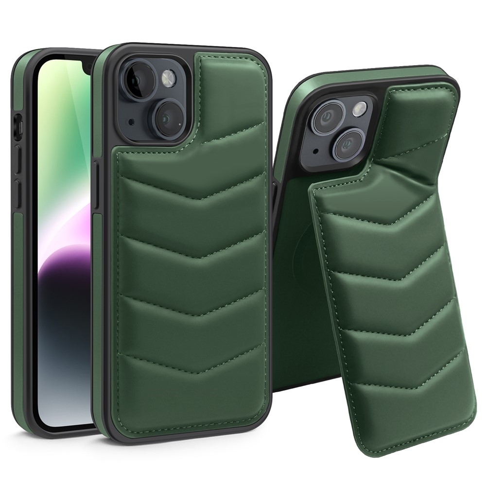 For iPhone 14 Case Case Compatible with MagSafe RFID Blocking Card Slot Leather Back Cover - Green