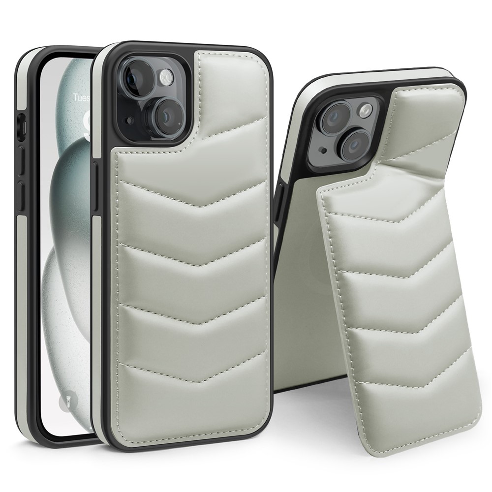 For iPhone 15 Plus Case Compatible with MagSafe RFID Blocking Card Slot Kickstand Phone Cover - Grey