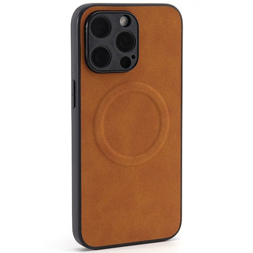 For iPhone 14 Pro Max Case Compatible with MagSafe PC+TPU Skin-Touch Texture Phone Cover - Brown