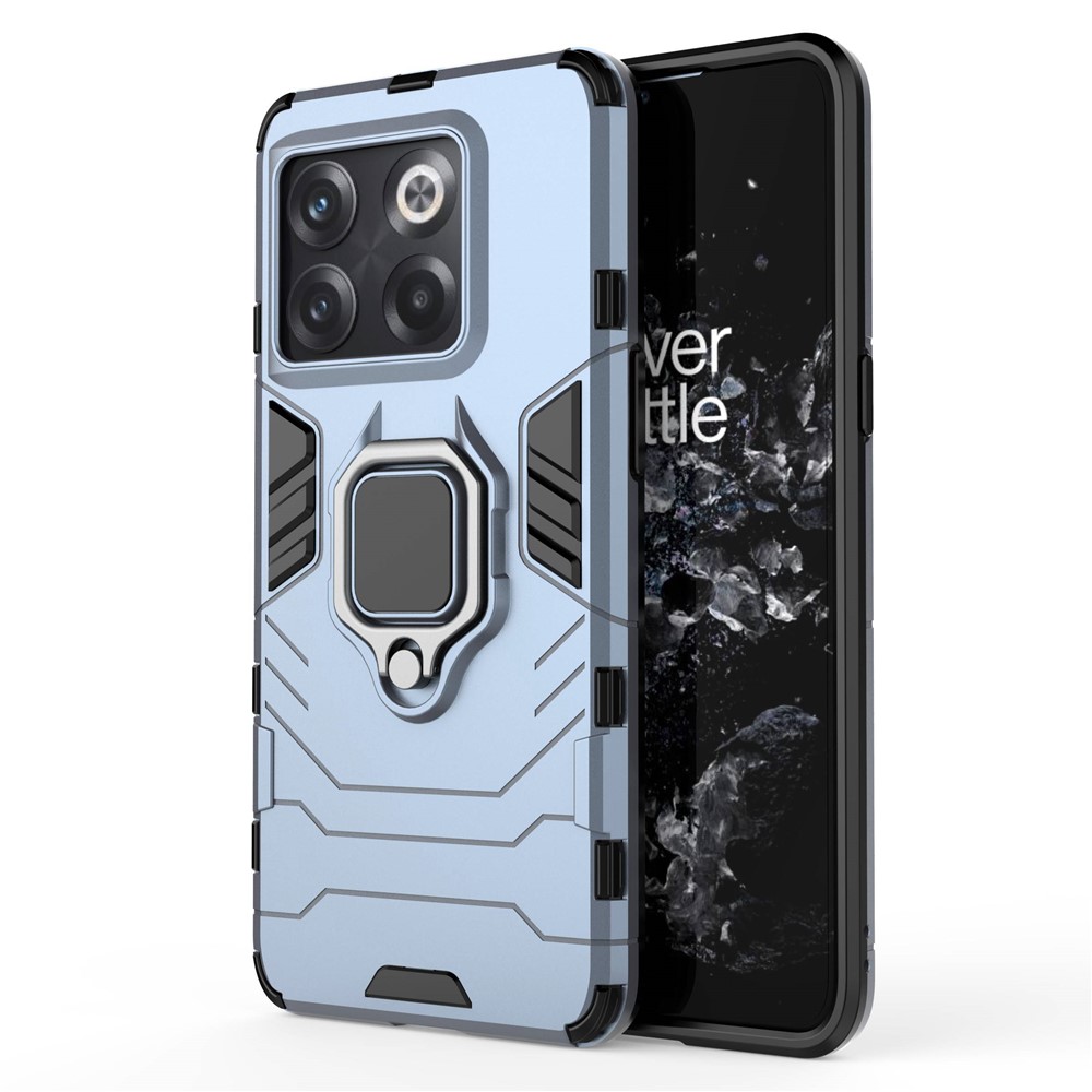 For OnePlus 10T 5G / Ace Pro 5G Ring Kickstand Phone Case Armor Shockproof Military Hard PC Soft TPU Hybrid Protective Cover - Blue-1