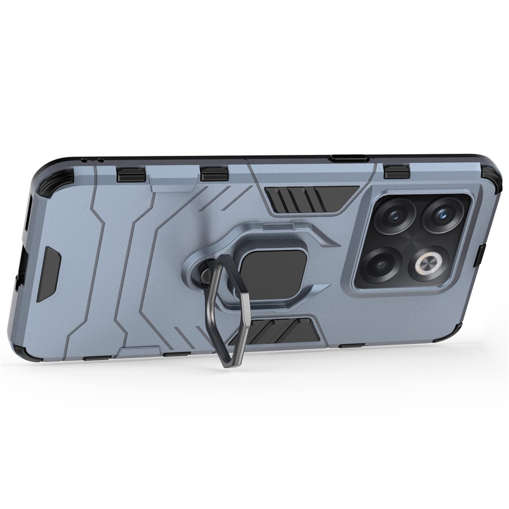 For OnePlus 10T 5G / Ace Pro 5G Ring Kickstand Phone Case Armor Shockproof Military Hard PC Soft TPU Hybrid Protective Cover - Blue-3