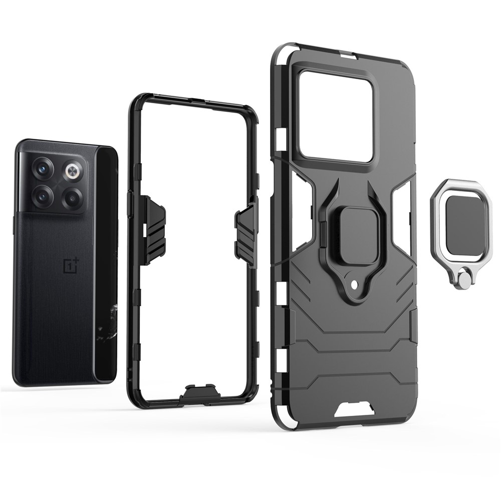 For OnePlus 10T 5G / Ace Pro 5G Ring Kickstand Phone Case Armor Shockproof Military Hard PC Soft TPU Hybrid Protective Cover - Blue-5