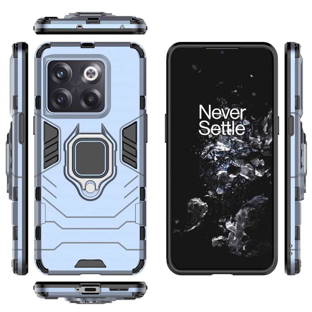 For OnePlus 10T 5G / Ace Pro 5G Ring Kickstand Phone Case Armor Shockproof Military Hard PC Soft TPU Hybrid Protective Cover - Blue-7