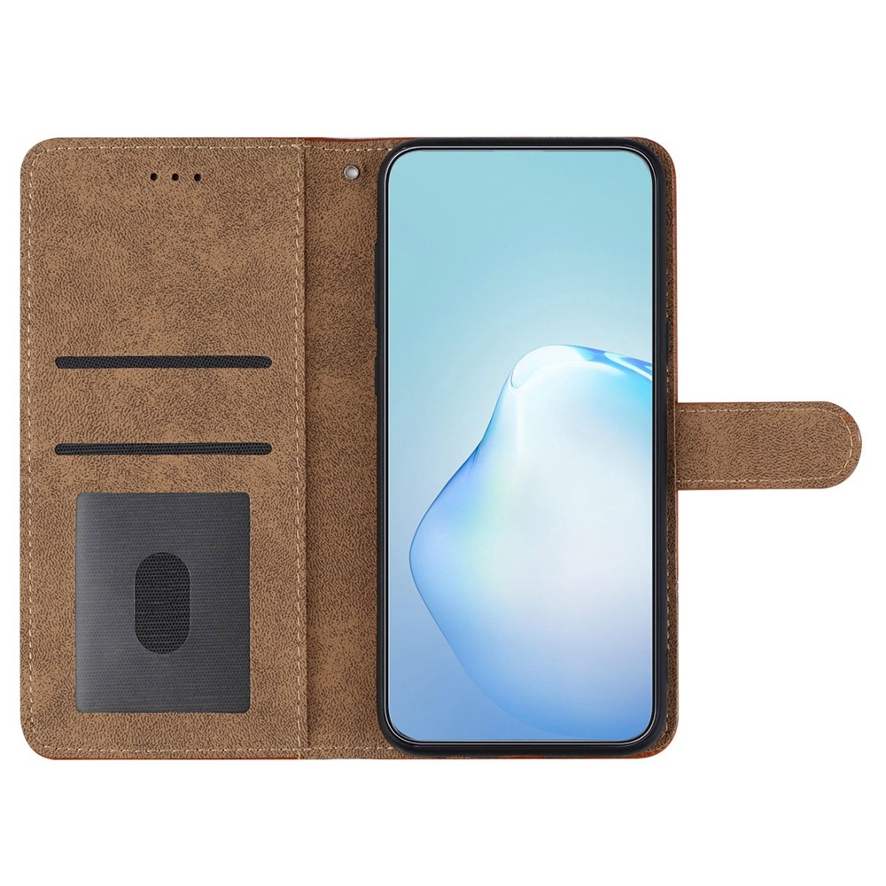 For Samsung Galaxy M53 5G Cowhide Texture PU Leather Business Case Lines Imprinted Wallet Sand Feature Flip Cover with Strap - Blue-2