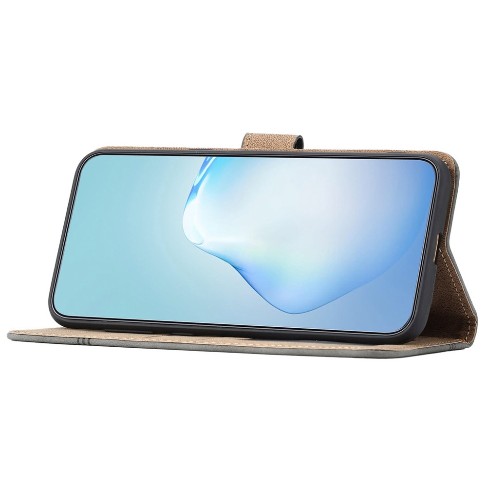 For Samsung Galaxy A53 5G PU Leather Business Wallet Phone Case Lines Imprinted Sand Flip Magnetic Protective Cover with Strap - Blue-3