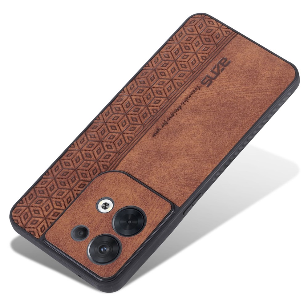 AZNS For Oppo Reno8 5G (Global Version) Imprinted PU Leather Coated TPU Back Cover Anti-drop Cell Phone Case - Brown-2