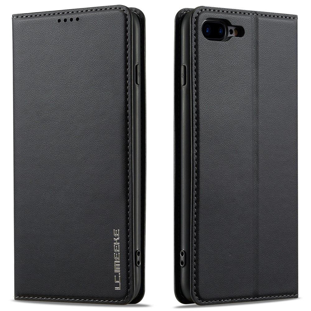 LC.IMEEKE L1 Series for iPhone 8 Plus / 7 Plus Case PU Leather Wallet Stand Protective Phone Cover - Black