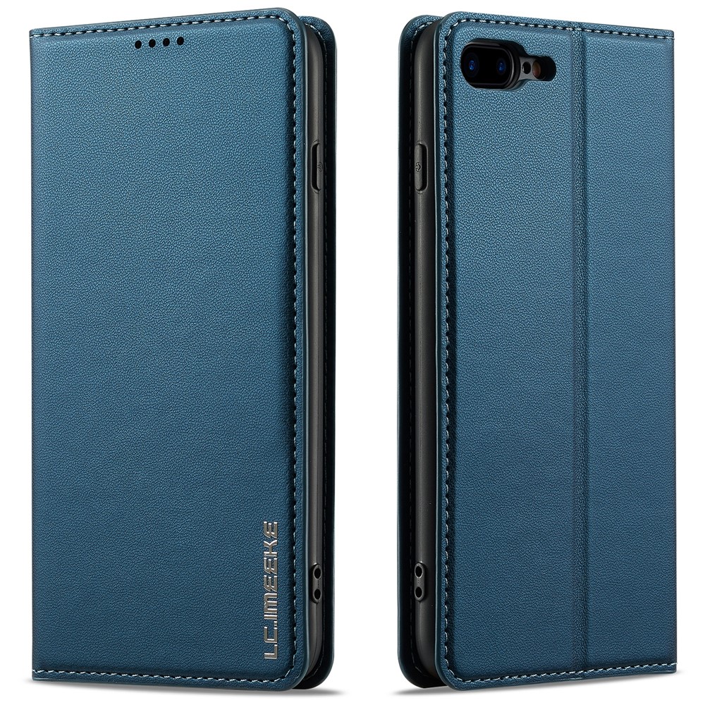 LC.IMEEKE L1 Series for iPhone 8 Plus / 7 Plus Case PU Leather Wallet Stand Protective Phone Cover - Blue