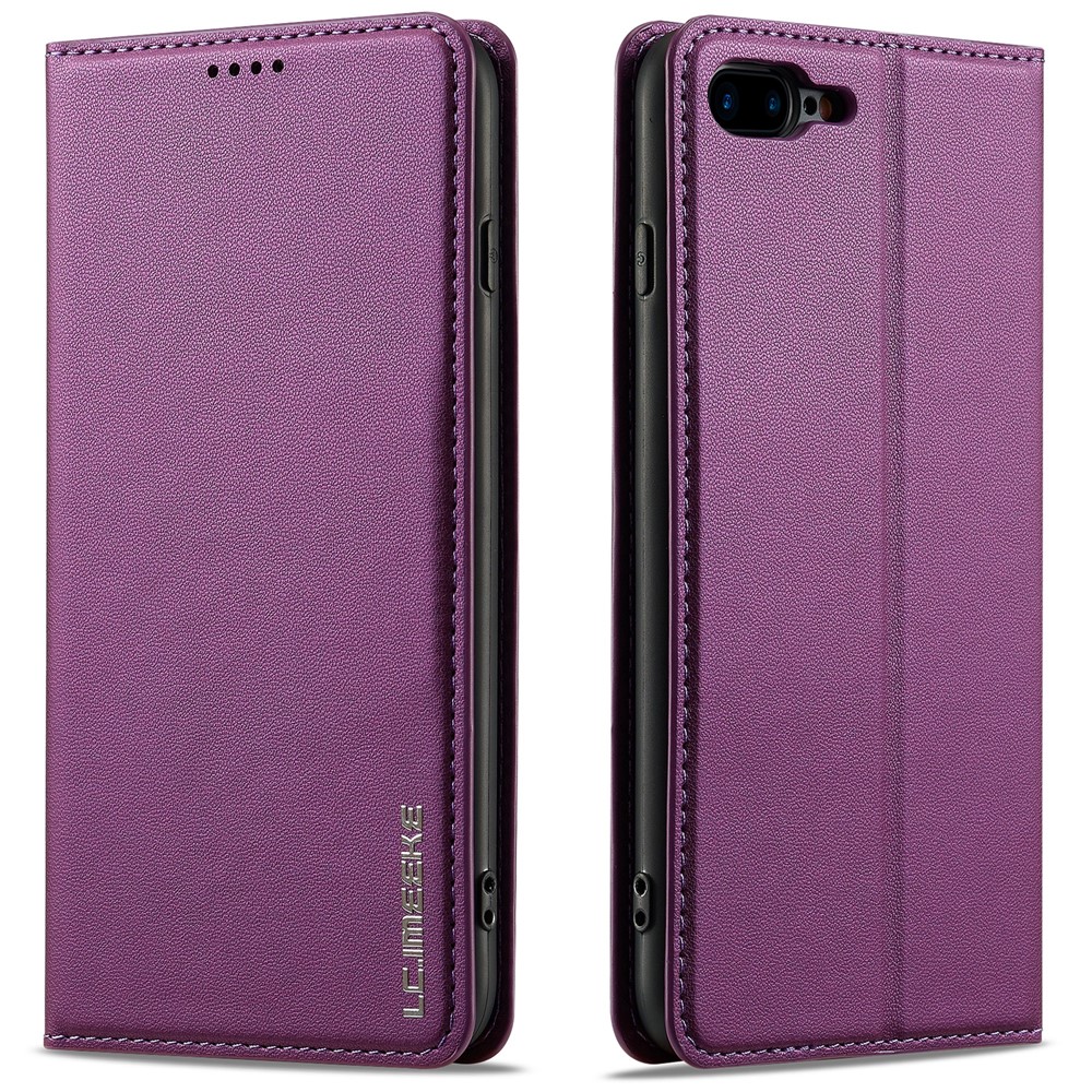 LC.IMEEKE L1 Series for iPhone 8 Plus / 7 Plus Case PU Leather Wallet Stand Protective Phone Cover - Purple