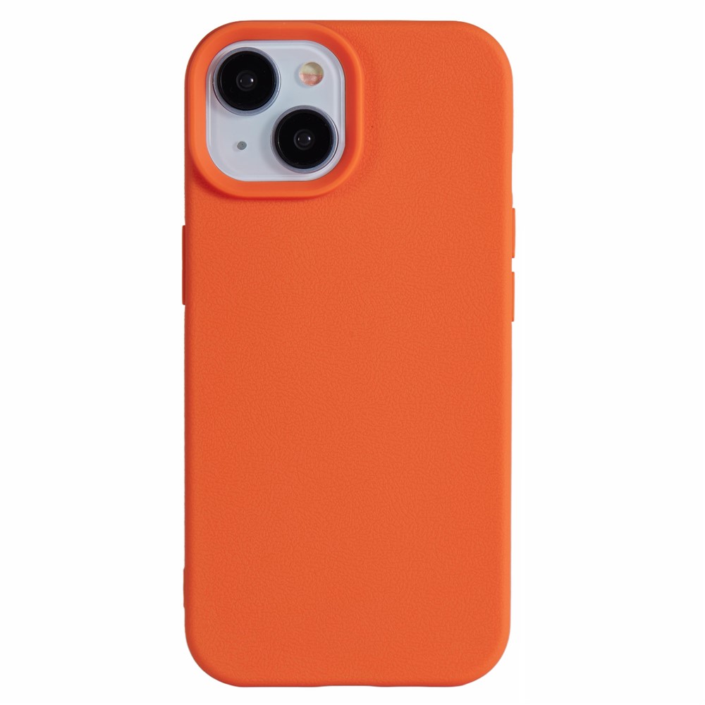 For iPhone 15 Case Litchi Texture TPU Shockproof Phone Cover - Orange