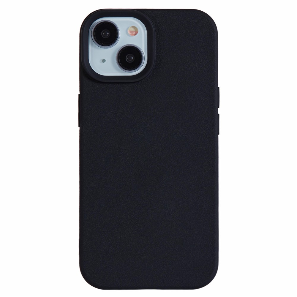 For iPhone 15 Case Litchi Texture TPU Shockproof Phone Cover - Black